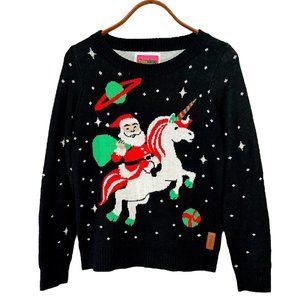 Tipsy Elves Ugly Christmas Sweater Santa Unicorn Women's Medium